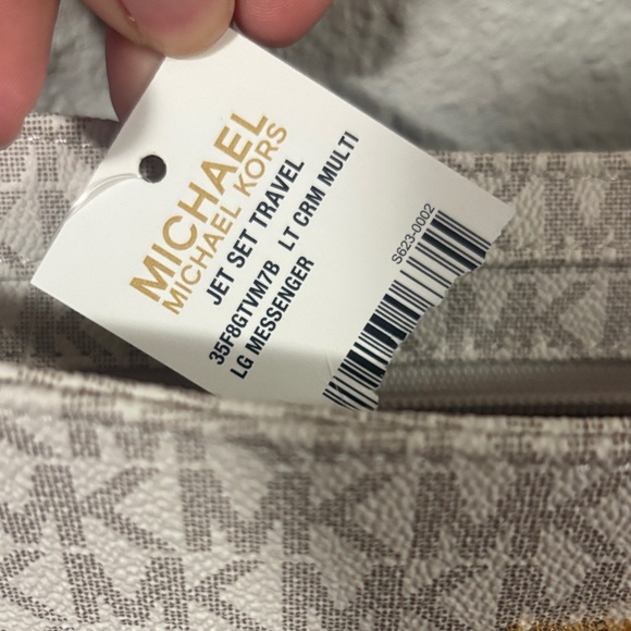 Michael Kors Cream/Gray Signature MK Crossbody Bag - Picture 7 of 7